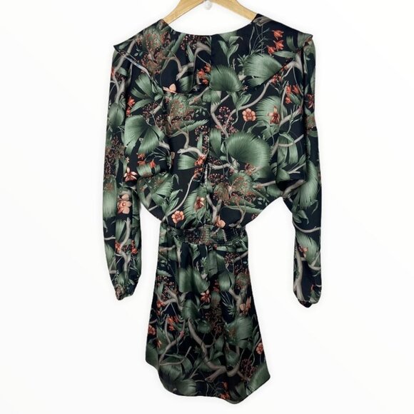 Johanna Ortiz Patterned Dress Flounce Hem Green Size XS H&M Collab Rare Bohemian - Picture 6 of 15